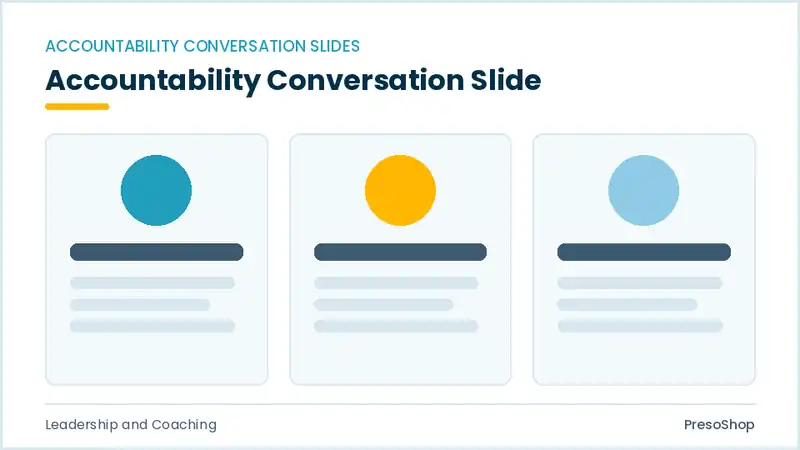 Editable PowerPoint accountability conversation slide template, built from recolourable native shapes for leadership and coaching decks