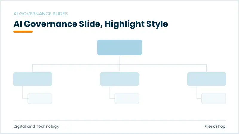 Editable PowerPoint ai governance slide template with an accented takeaway, built from recolourable native shapes for digital and technology decks