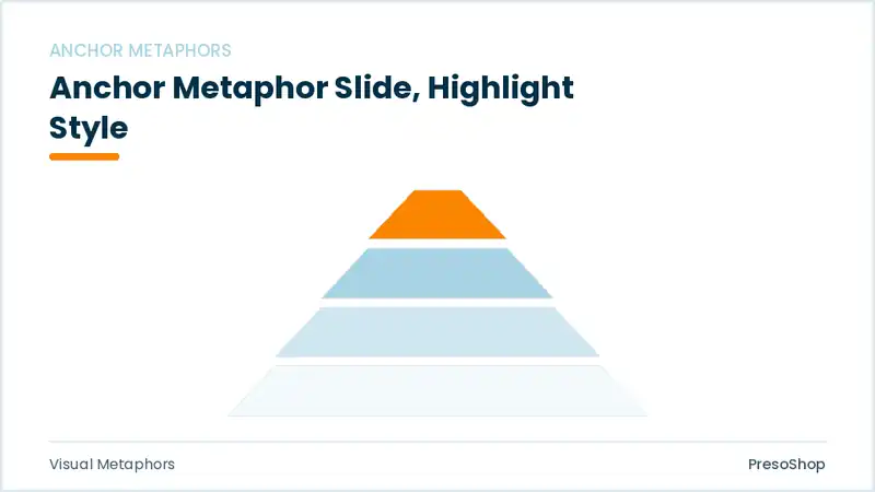 Editable PowerPoint anchor metaphor slide template with an accented takeaway, built from recolourable native shapes for visual metaphors decks
