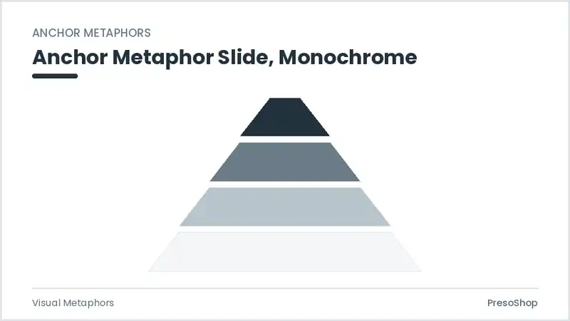 Editable PowerPoint anchor metaphor slide template in a monochrome treatment, built from recolourable native shapes for visual metaphors decks