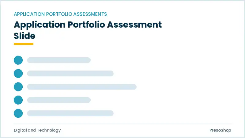 Editable PowerPoint application portfolio assessment slide template, built from recolourable native shapes for digital and technology decks