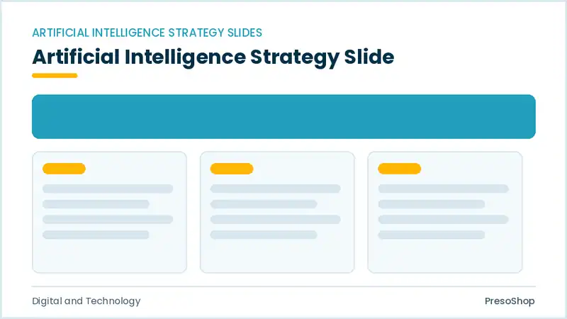 Editable PowerPoint artificial intelligence strategy slide template, built from recolourable native shapes for digital and technology decks