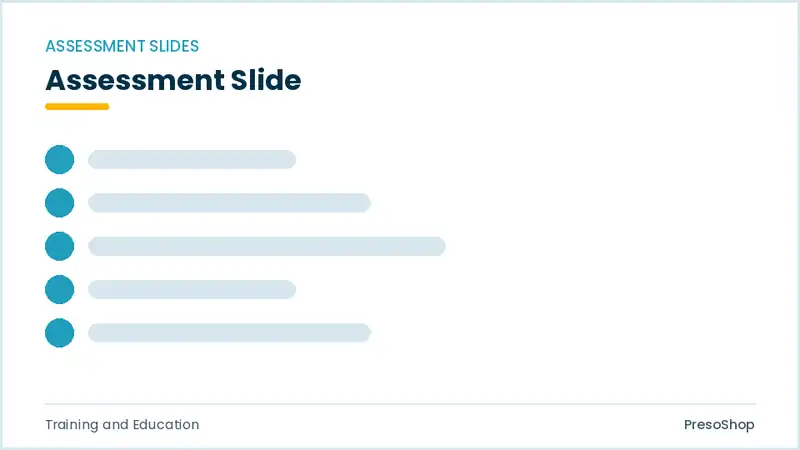 Editable PowerPoint assessment slide template, built from recolourable native shapes for training and education decks