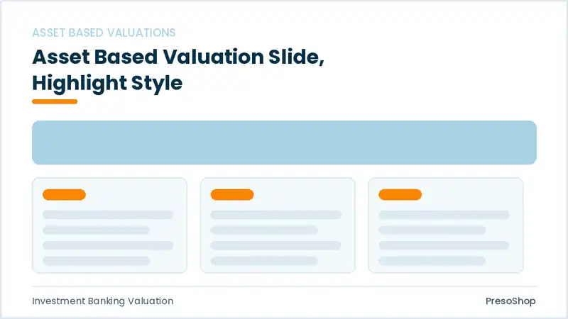 Editable PowerPoint asset based valuation slide template with an accented takeaway, built from recolourable native shapes for investment banking valuation decks