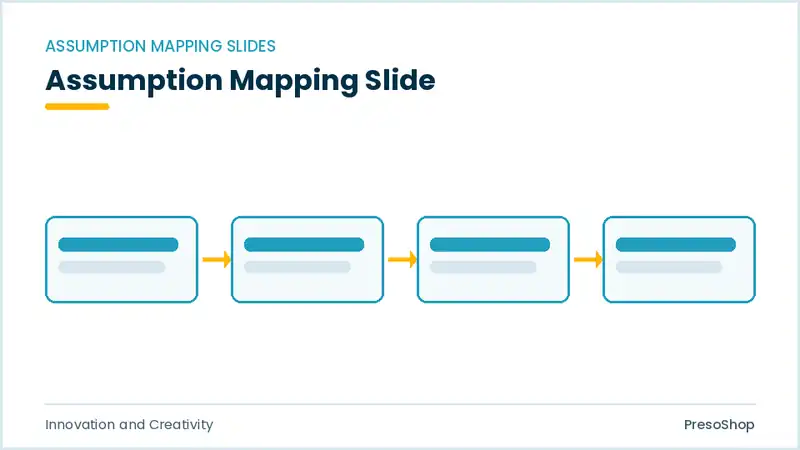 Editable PowerPoint assumption mapping slide template, built from recolourable native shapes for innovation and creativity decks