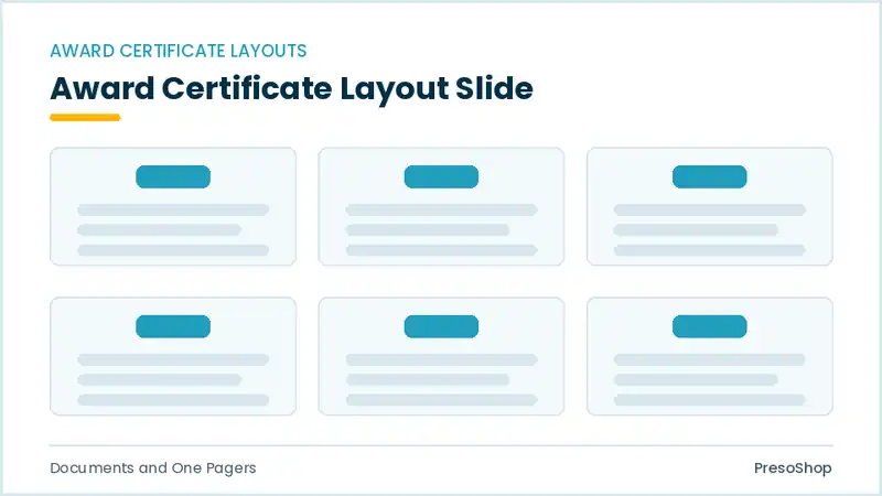 Editable PowerPoint award certificate layout slide template, built from recolourable native shapes for documents and one pagers decks