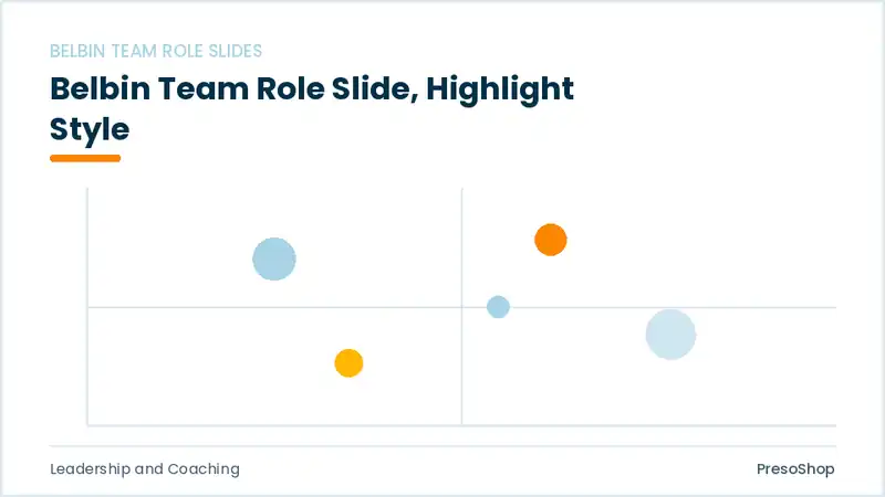 Editable PowerPoint belbin team role slide template with an accented takeaway, built from recolourable native shapes for leadership and coaching decks
