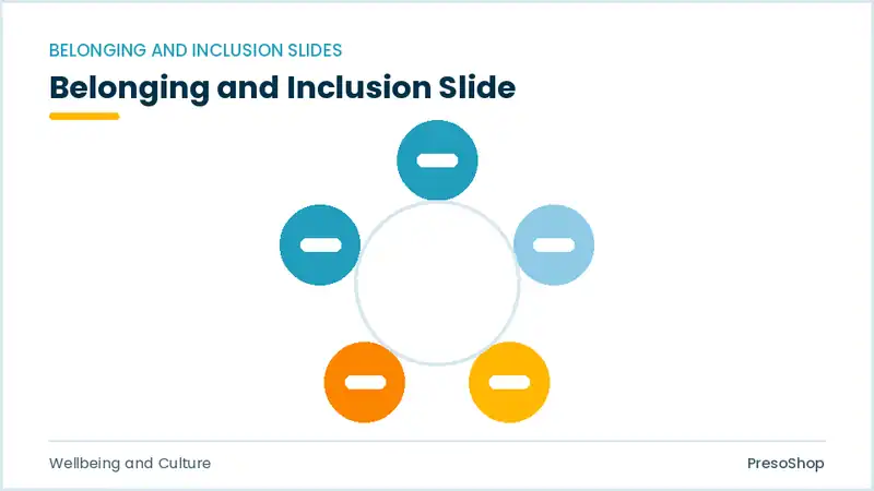 Editable PowerPoint belonging and inclusion slide template, built from recolourable native shapes for wellbeing and culture decks