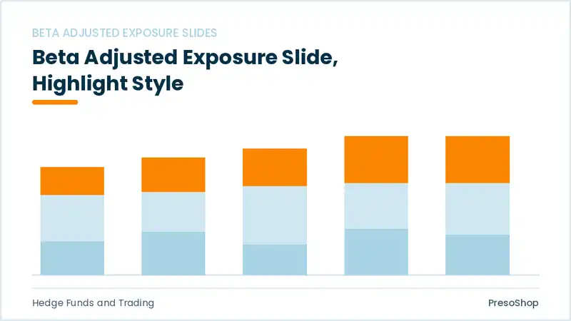 Editable PowerPoint beta adjusted exposure slide template with an accented takeaway, built from recolourable native shapes for hedge funds and trading decks