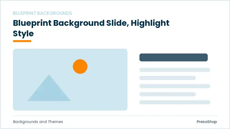 Editable PowerPoint blueprint background slide template with an accented takeaway, built from recolourable native shapes for backgrounds and themes decks