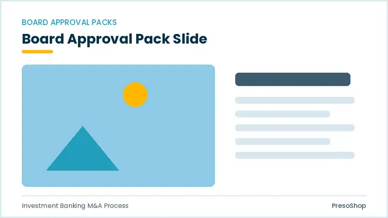 Editable PowerPoint board approval pack slide template, built from recolourable native shapes for investment banking m&a process decks