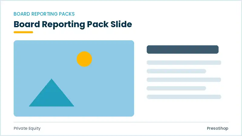 Editable PowerPoint board reporting pack slide template, built from recolourable native shapes for private equity decks