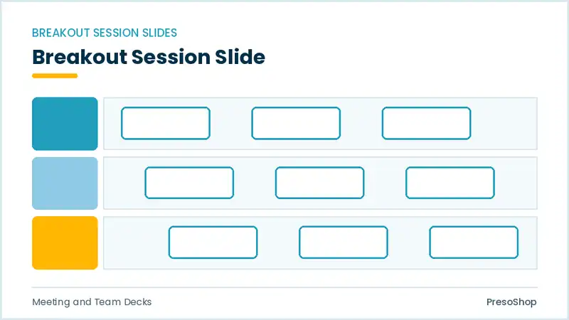 Editable PowerPoint breakout session slide template, built from recolourable native shapes for meeting and team decks decks