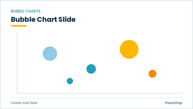 Editable PowerPoint bubble chart slide template, built from recolourable native shapes for charts and data decks