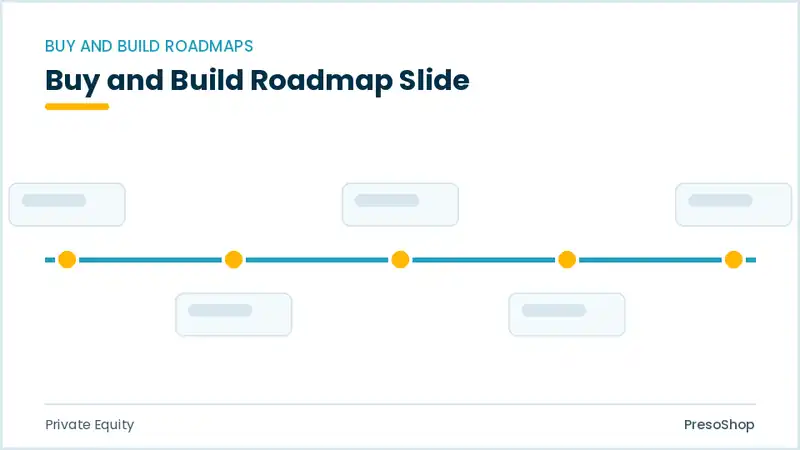 Editable PowerPoint buy and build roadmap slide template, built from recolourable native shapes for private equity decks