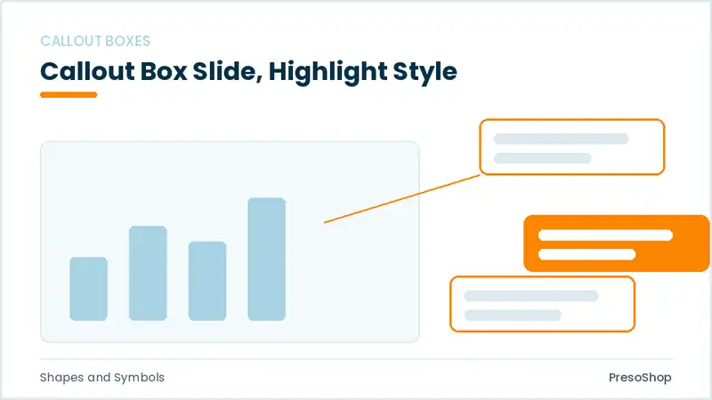 Editable PowerPoint callout box slide template with an accented takeaway, built from recolourable native shapes for shapes and symbols decks