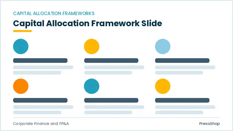 Editable PowerPoint capital allocation framework slide template, built from recolourable native shapes for corporate finance and fp&a decks