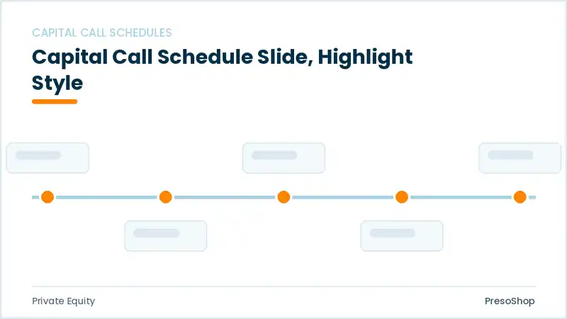 Editable PowerPoint capital call schedule slide template with an accented takeaway, built from recolourable native shapes for private equity decks