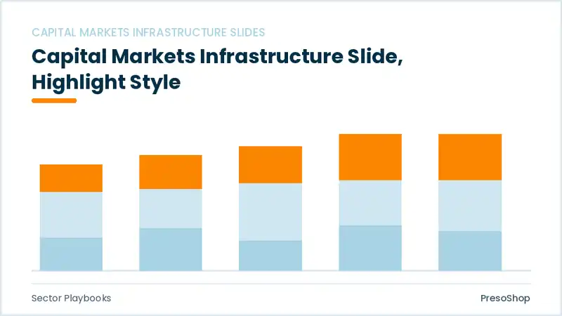Editable PowerPoint capital markets infrastructure slide template with an accented takeaway, built from recolourable native shapes for sector playbooks decks
