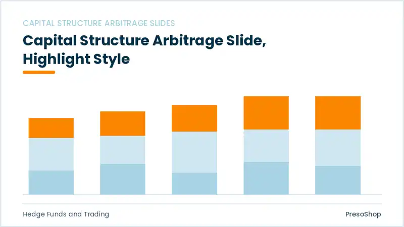 Editable PowerPoint capital structure arbitrage slide template with an accented takeaway, built from recolourable native shapes for hedge funds and trading decks