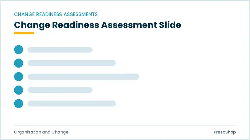 Editable PowerPoint change readiness assessment slide template, built from recolourable native shapes for organisation and change decks