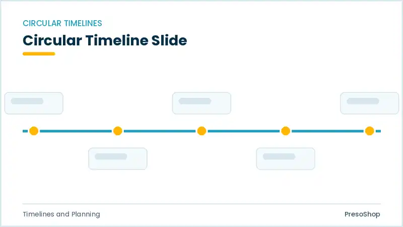 Editable PowerPoint circular timeline slide template, built from recolourable native shapes for timelines and planning decks
