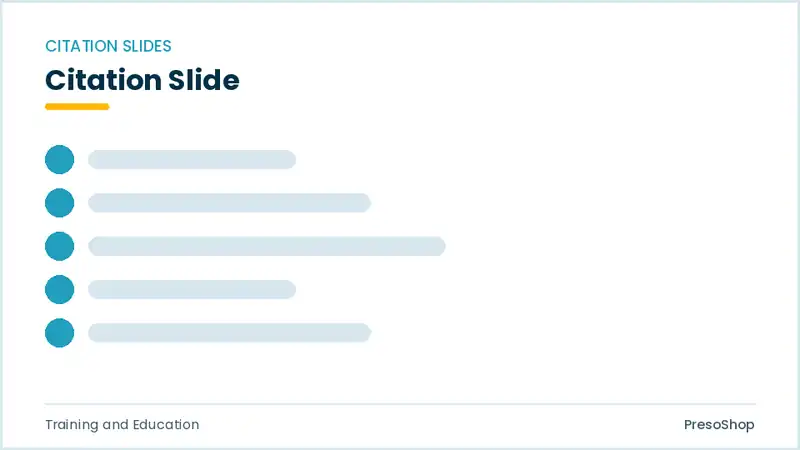 Editable PowerPoint citation slide template, built from recolourable native shapes for training and education decks