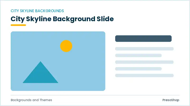 Editable PowerPoint city skyline background slide template, built from recolourable native shapes for backgrounds and themes decks
