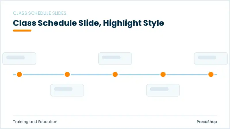 Editable PowerPoint class schedule slide template with an accented takeaway, built from recolourable native shapes for training and education decks