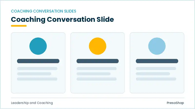Editable PowerPoint coaching conversation slide template, built from recolourable native shapes for leadership and coaching decks