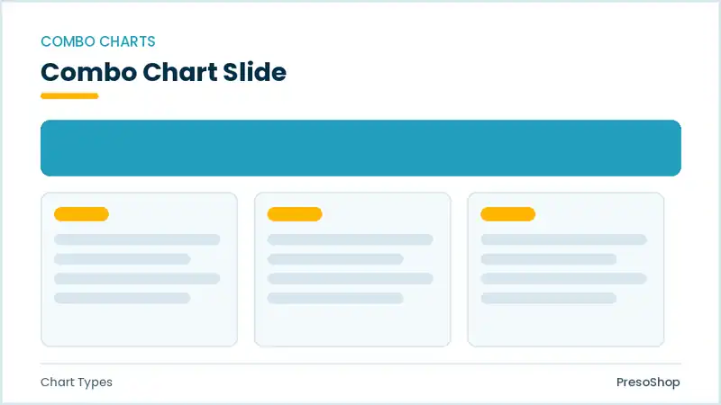Editable PowerPoint combo chart slide template, built from recolourable native shapes for chart types decks