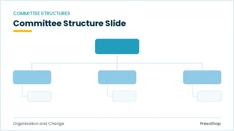 Editable PowerPoint committee structure slide template, built from recolourable native shapes for organisation and change decks