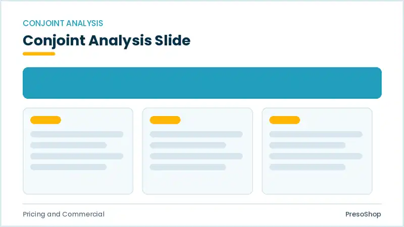 Editable PowerPoint conjoint analysis slide template, built from recolourable native shapes for pricing and commercial decks
