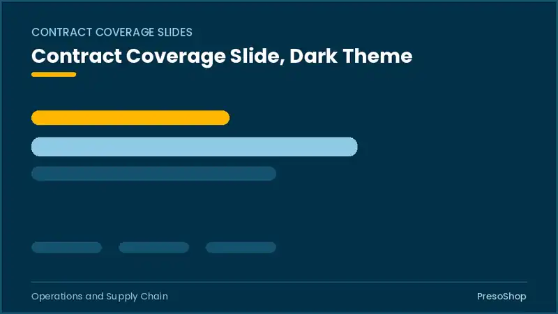 Editable PowerPoint contract coverage slide template in a dark theme, built from recolourable native shapes for operations and supply chain decks