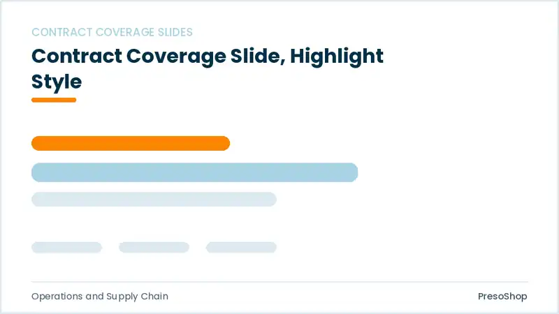 Editable PowerPoint contract coverage slide template with an accented takeaway, built from recolourable native shapes for operations and supply chain decks