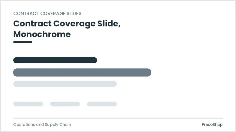 Editable PowerPoint contract coverage slide template in a monochrome treatment, built from recolourable native shapes for operations and supply chain decks