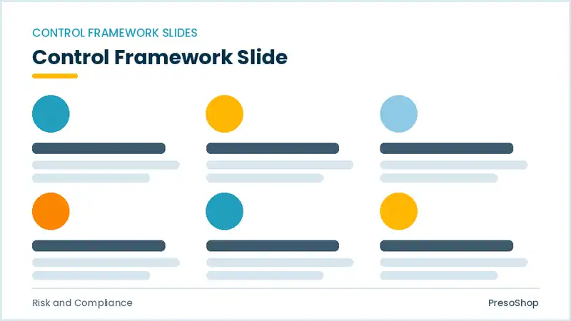 Editable PowerPoint control framework slide template, built from recolourable native shapes for risk and compliance decks