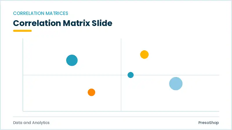 Editable PowerPoint correlation matrix slide template, built from recolourable native shapes for data and analytics decks