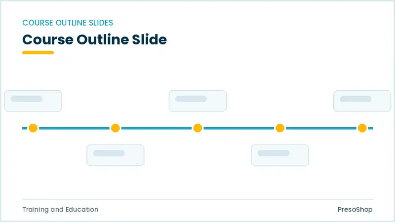 Editable PowerPoint course outline slide template, built from recolourable native shapes for training and education decks