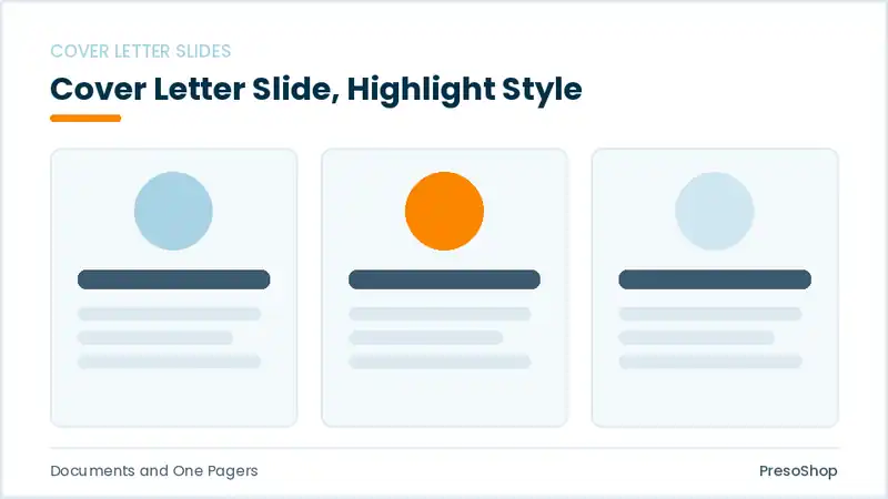 Editable PowerPoint cover letter slide template with an accented takeaway, built from recolourable native shapes for documents and one pagers decks