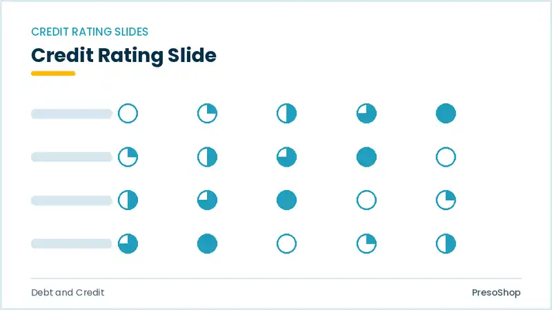 Editable PowerPoint credit rating slide template, built from recolourable native shapes for debt and credit decks