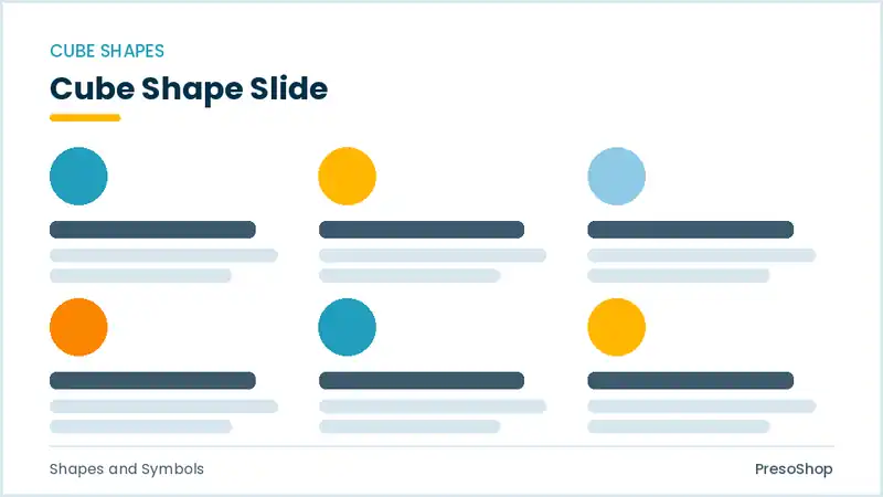 Editable PowerPoint cube shape slide template, built from recolourable native shapes for shapes and symbols decks