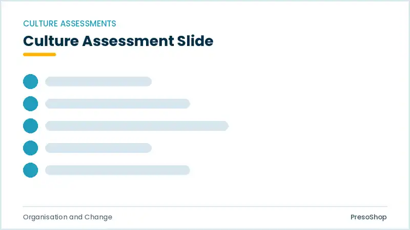 Editable PowerPoint culture assessment slide template, built from recolourable native shapes for organisation and change decks