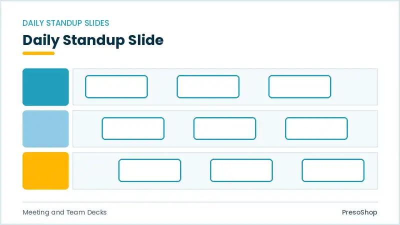 Editable PowerPoint daily standup slide template, built from recolourable native shapes for meeting and team decks decks