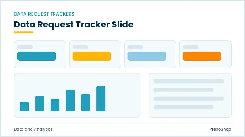 Editable PowerPoint data request tracker slide template, built from recolourable native shapes for data and analytics decks
