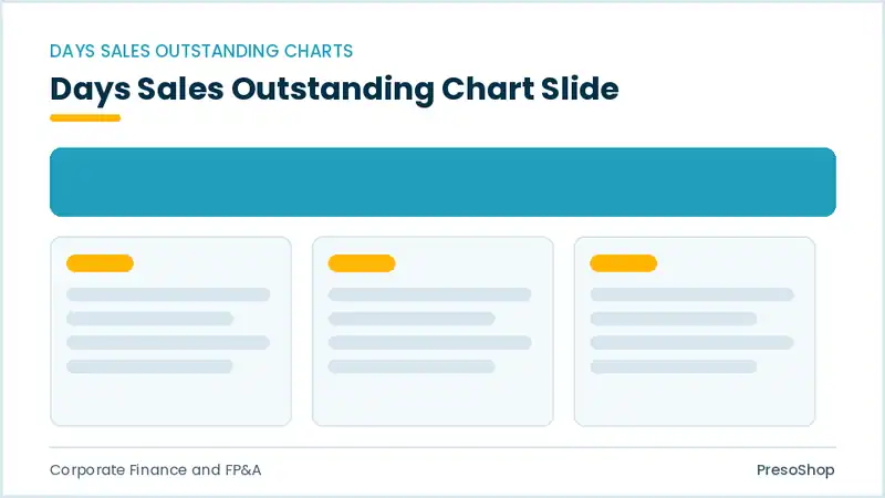 Editable PowerPoint days sales outstanding chart slide template, built from recolourable native shapes for corporate finance and fp&a decks