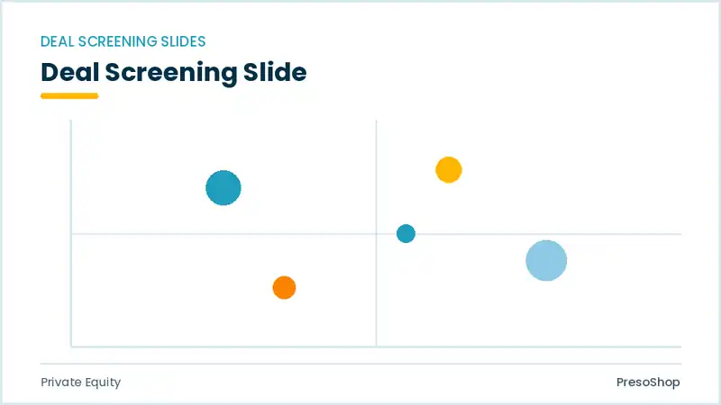 Editable PowerPoint deal screening slide template, built from recolourable native shapes for private equity decks