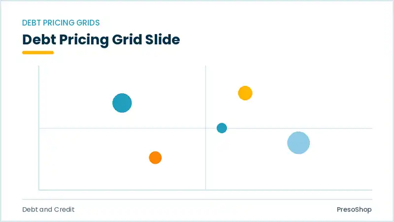 Editable PowerPoint debt pricing grid slide template, built from recolourable native shapes for debt and credit decks