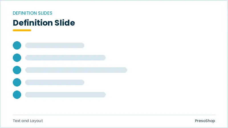 Editable PowerPoint definition slide template, built from recolourable native shapes for text and layout decks