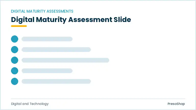 Editable PowerPoint digital maturity assessment slide template, built from recolourable native shapes for digital and technology decks